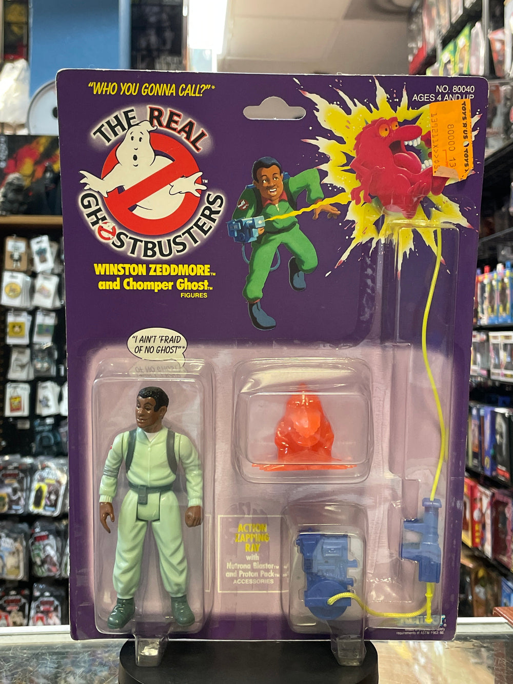 Winston Zeddmore with Chomper Ghost (Vintage Real Ghostbuster, Kenner) **SEALED**