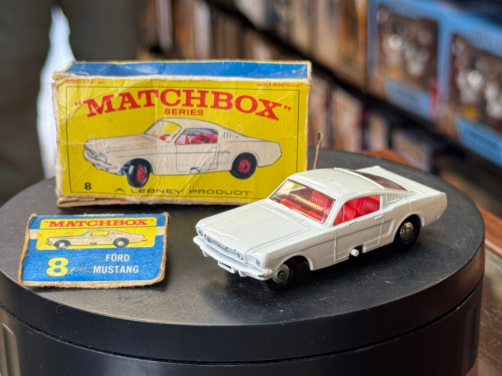 White Ford Mustang 8 Diecast (Vintage Matchbox, Lesney)