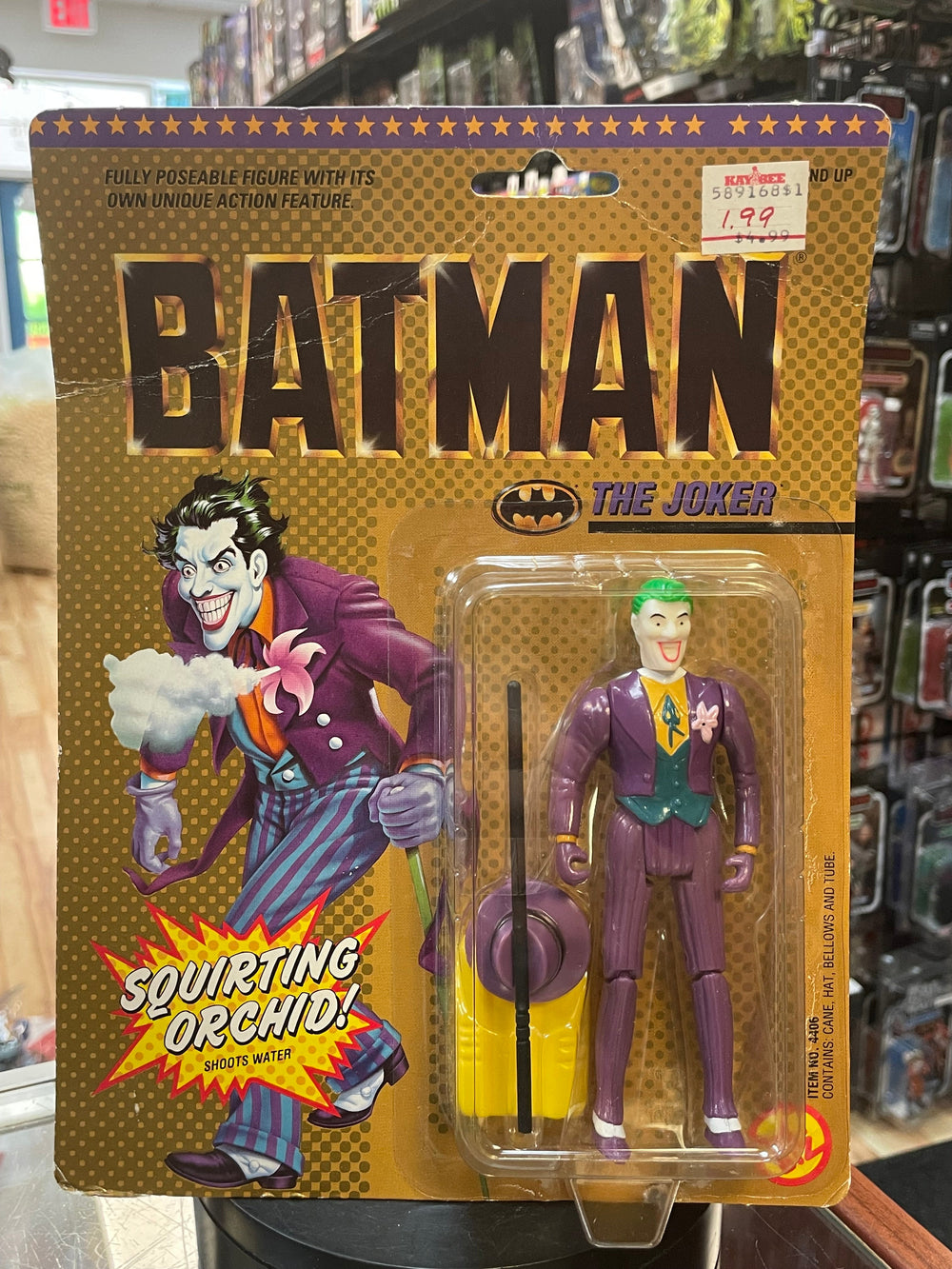 The Joker with Squirting Orchid 0056 (Vintage Batman, Toybiz) **SEALED**