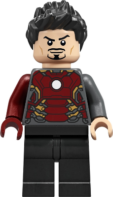 SH0850 Tony Stark - Dark Bluish Gray Iron Man Suit with Dark Red Right Arm