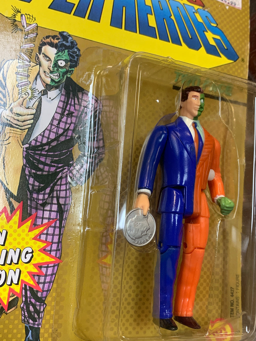 Two Face with Coin Action 0016 (VIntage DC Superheroes, Toybiz) SEALED product image 5, provided for visual reference and