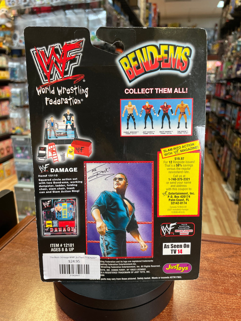 The Rock (Vintage WWF, JusToys) **SEALED** product image 2, provided for visual reference and product detail review