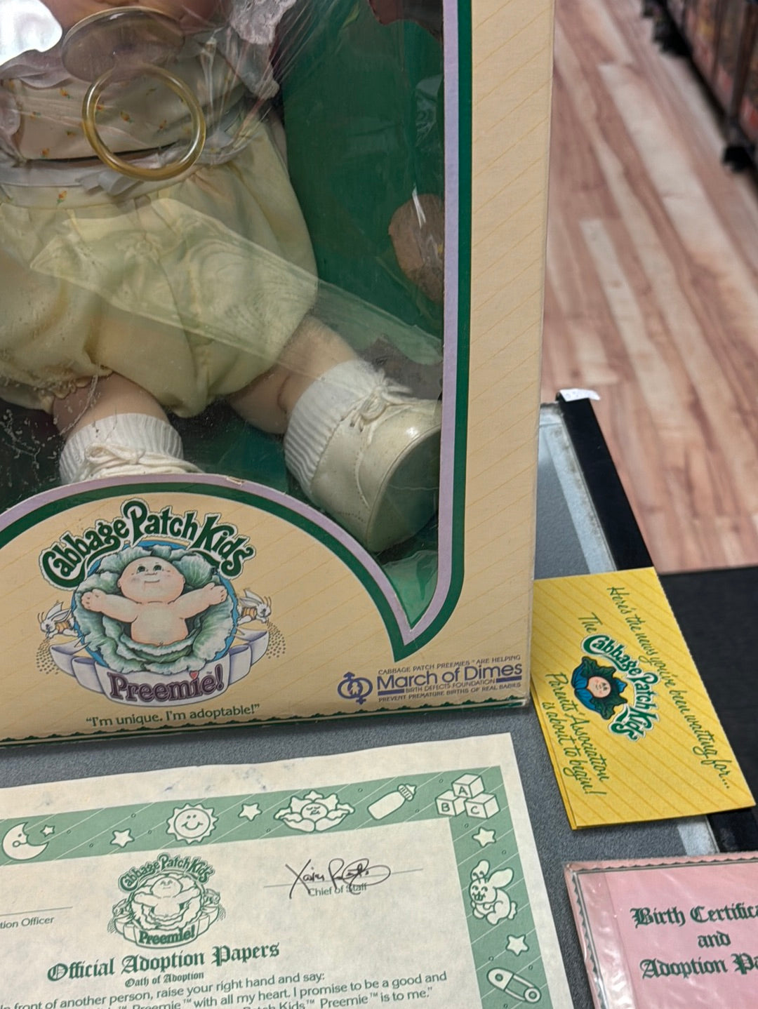 Clea Joette Preemie with Papers Box (Vintage CPK Cabbage Patch Kid, Coleco) product image 4, provided for visual reference