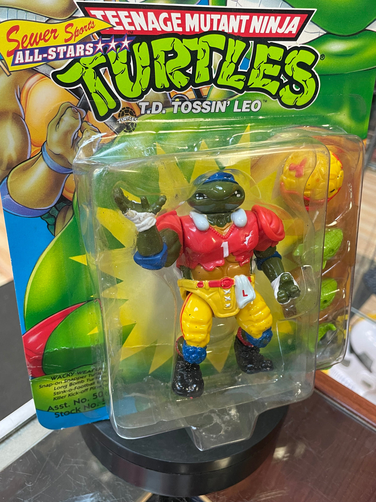 TD Tossin Leo (Vintage TMNT Ninja Turtles, Playmates) SEALED product image 3, provided for visual reference and product