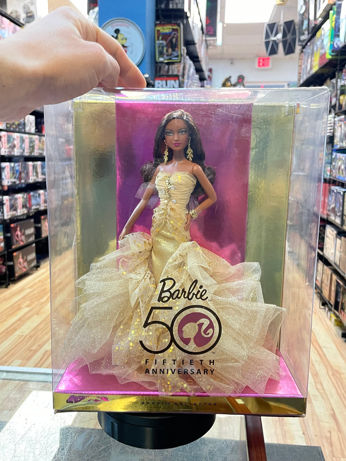 50th Anniversary Doll African American Gold Dress #N5860 (Barbie, Mattel) **SEALED** product image 7, provided for visual