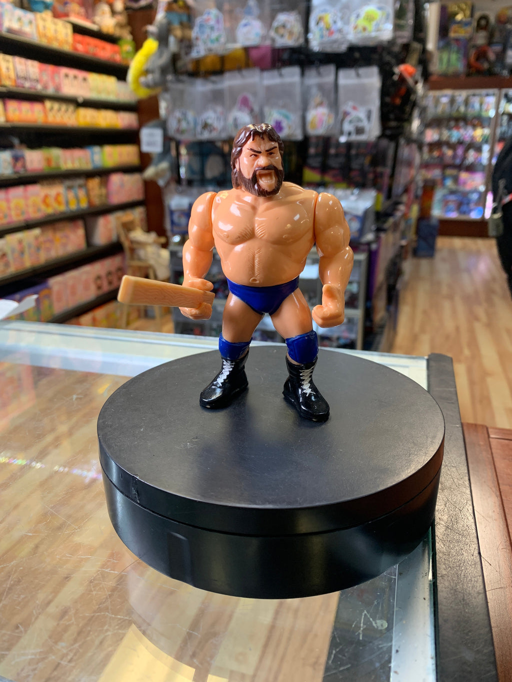 Hacksaw Jim Duggan with Wood 9057 (Vintage WWF WWE, Hasbro) product image 1, provided for visual reference and product