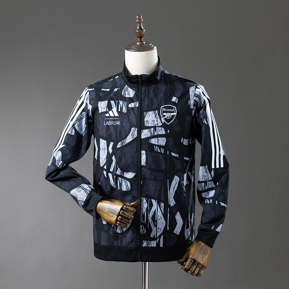 Arsenal Windbreaker 2025/26 Black Grey Football Kit product image 1