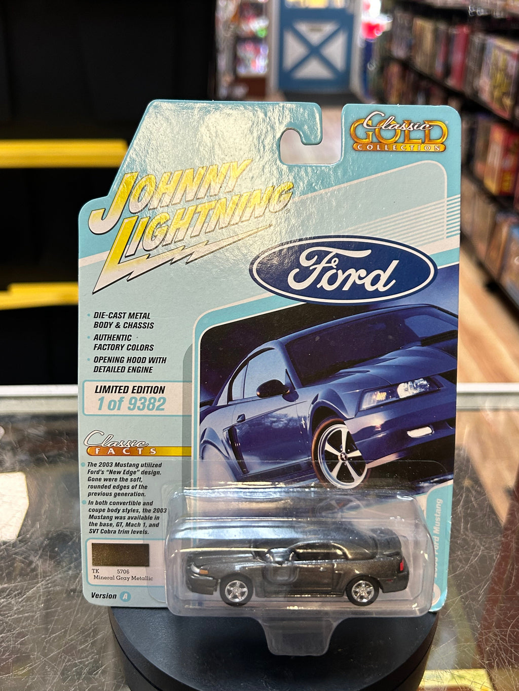 2003 Ford Mustang Grey (Johnny Lightning, Classic Gold Collection) SEALED product image 1, provided for visual reference and