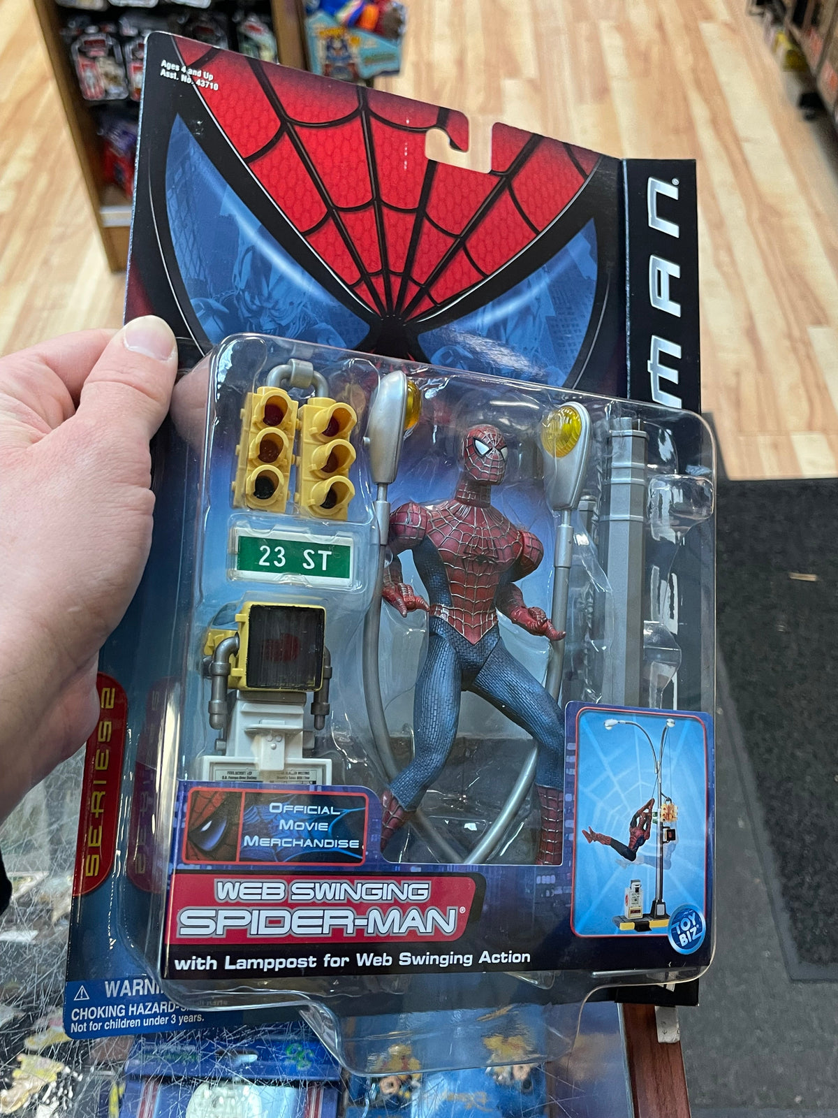 Web Swinging Spider-Man With Lamp Post Series 2 (Vintage Spider-Man, Toy Biz) SEALED product image 5, provided for visual