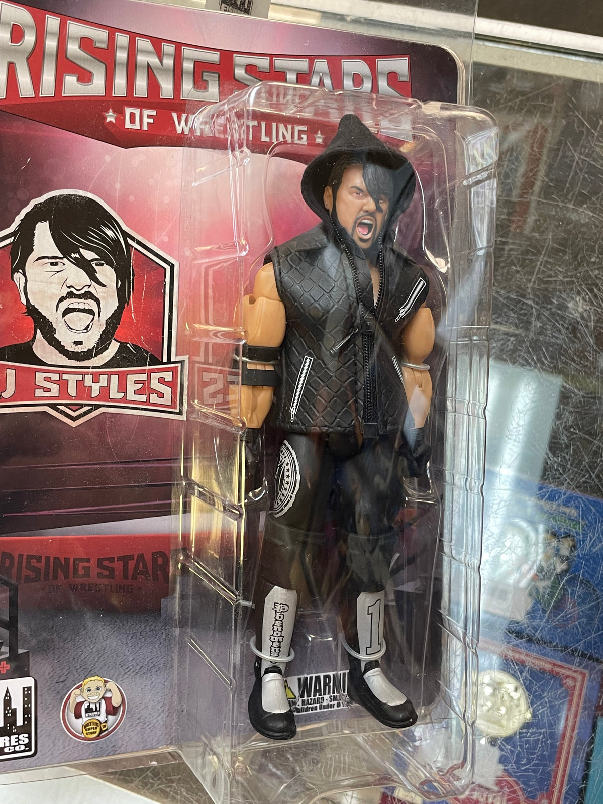 AJ Styles -Black- (Rising Stars of Wrestling, Figures Toy Company) **SEALED** product image 7, provided for visual reference