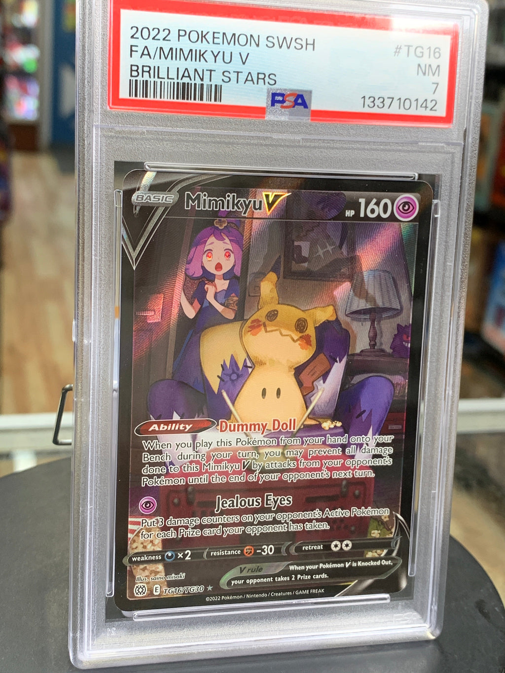 Mimikyu V Brilliant Stars TG16/TG30 (Pokemon, Wizard) **PSA 7** product image 3, provided for visual reference and product