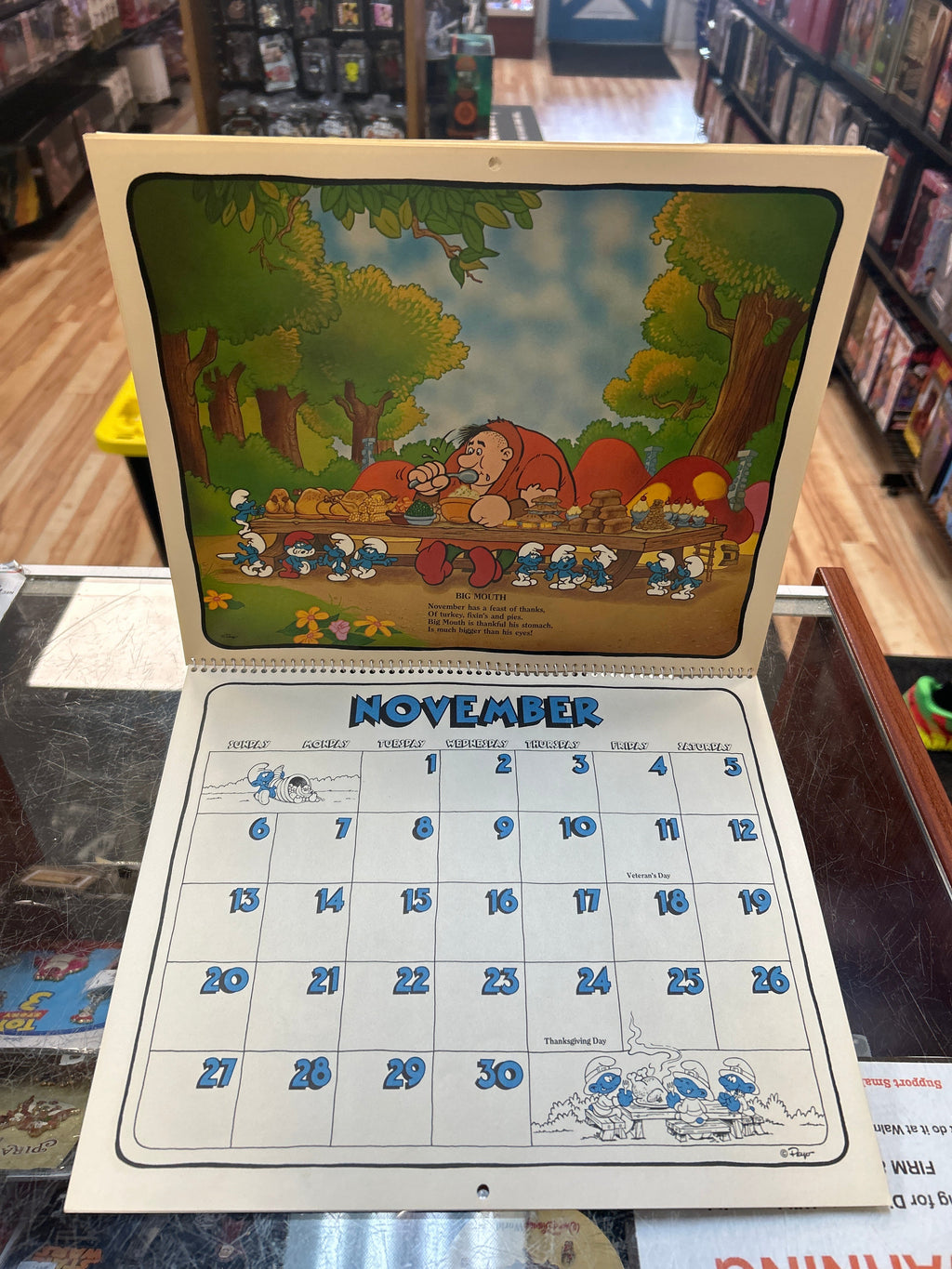 16 Month Calender -1982/1983- (Vintage Smurfs, Schleich Peyo) product image 16, provided for visual reference and product