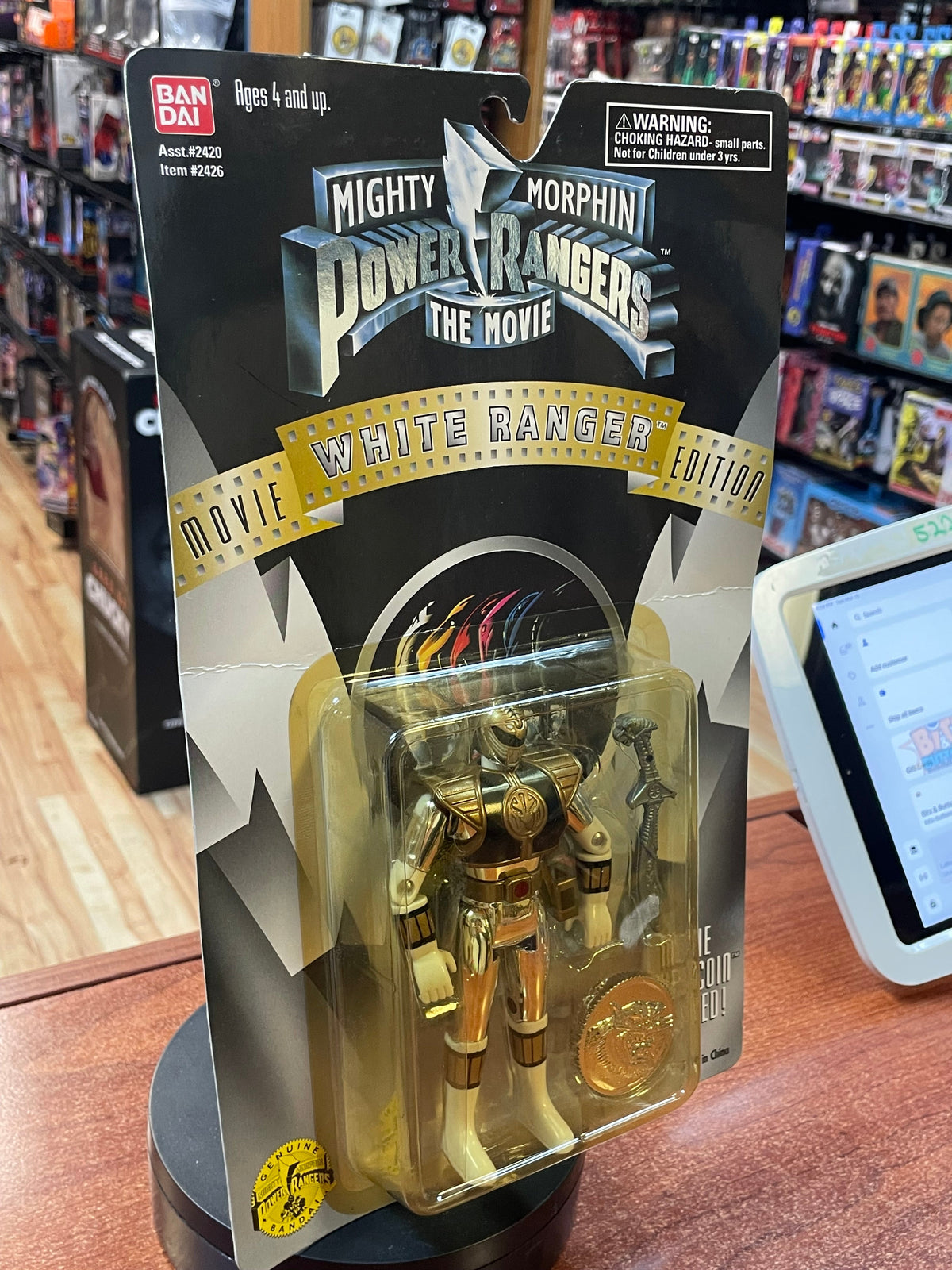 Auto Morphin Metallic White Ranger (Vintage MMPR Power Rangers, Bandai) **SEALED** product image 3, provided for visual