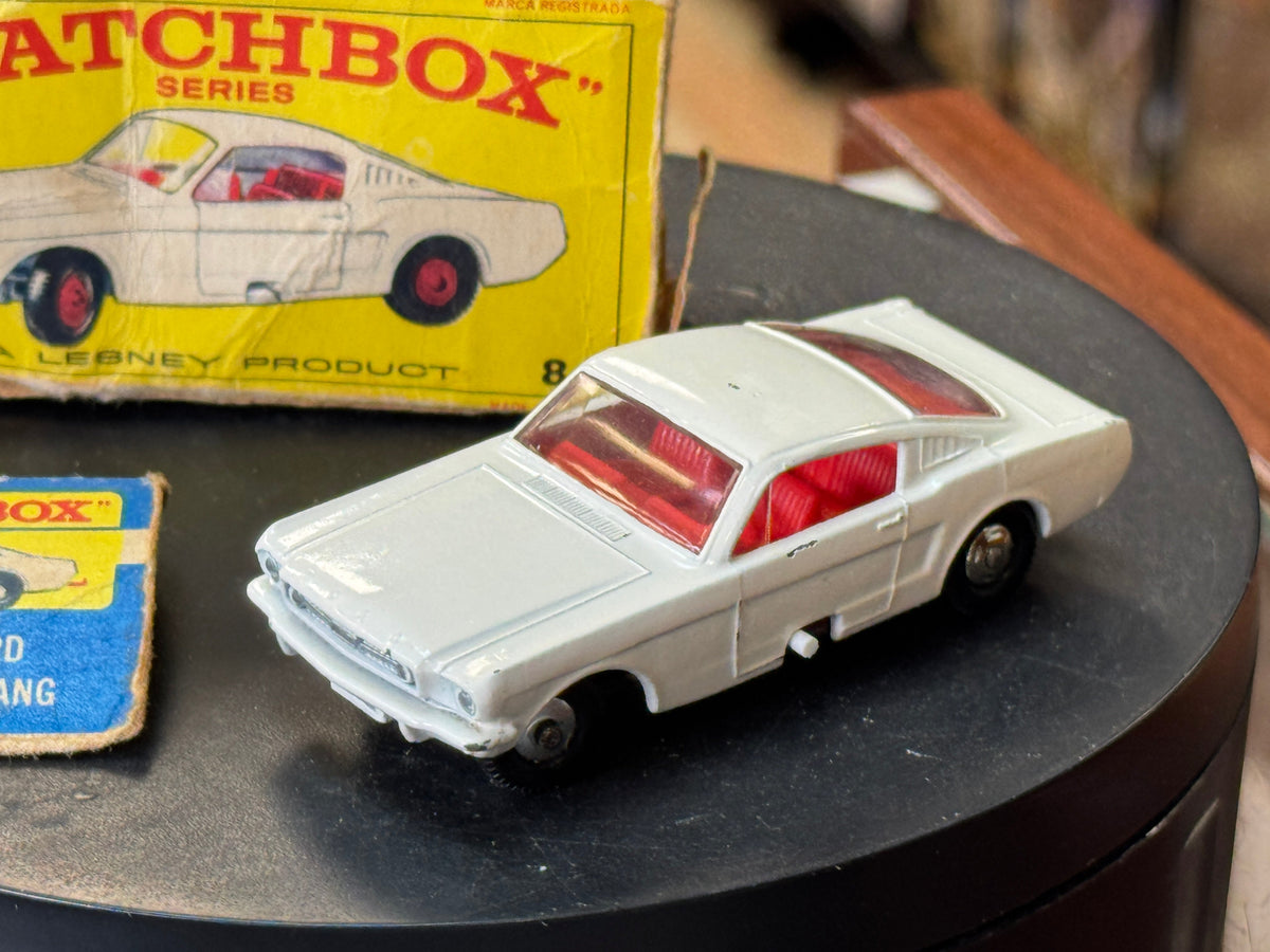 White Ford Mustang 8 Diecast (Vintage Matchbox, Lesney) product image 2, provided for visual reference and product detail