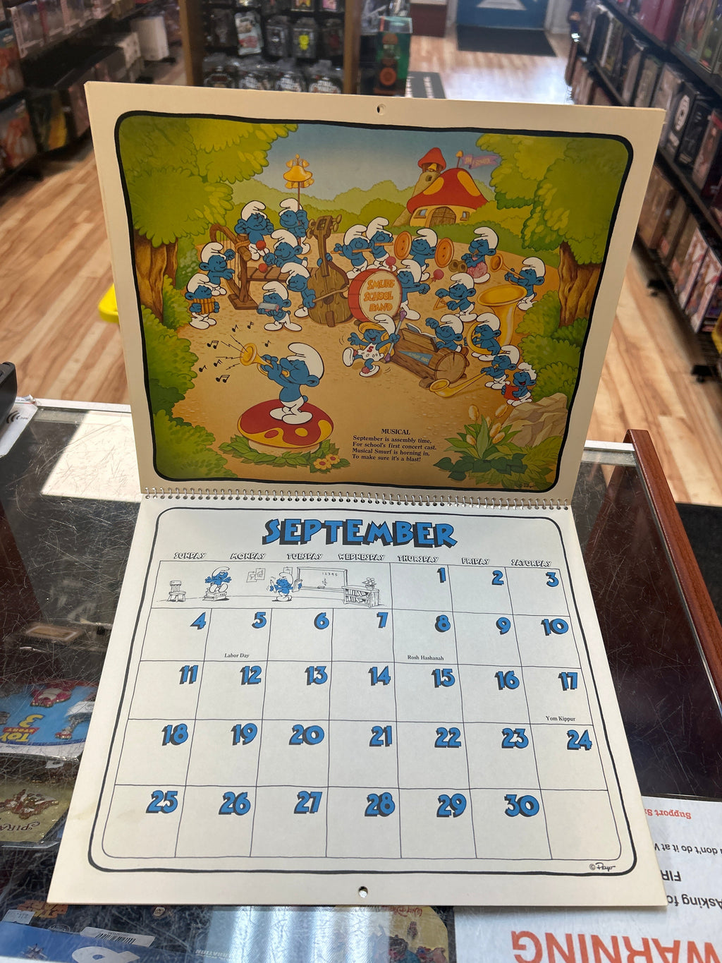 16 Month Calender -1982/1983- (Vintage Smurfs, Schleich Peyo) product image 14, provided for visual reference and product