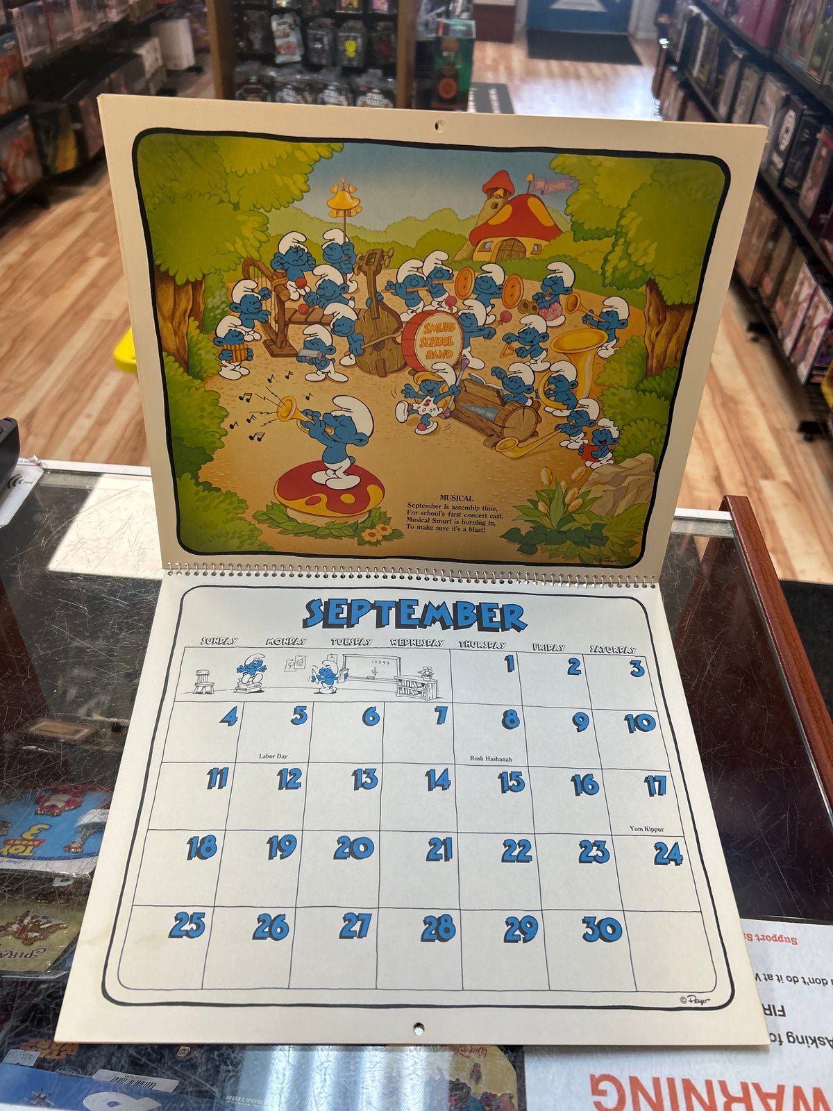 16 Month Calender -1982/1983- (Vintage Smurfs, Schleich Peyo) product image 14, provided for visual reference and product