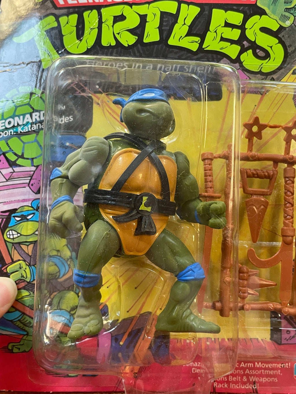 Hard Head Leonardo -10 Back- (Vintage TMNT Ninja Turtles, Playmates) **SEALED** product image 13, provided for visual