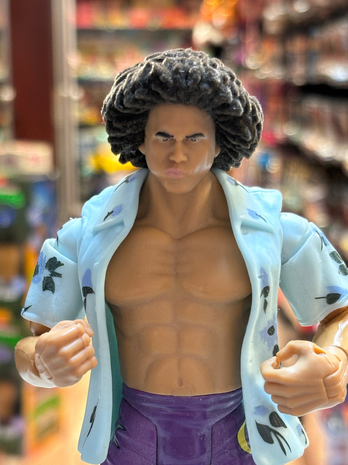 Carlito Purple Trunks & Flocked Hair (WWE Ruthless Aggression, Jakks Pacific) product image 2, provided for visual reference