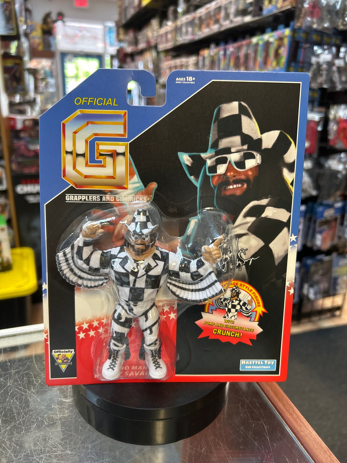 Macho Man Hat On (Grapplers & Gimmicks WWF, Hasttel Toys) product image 1, provided for visual reference and product detail