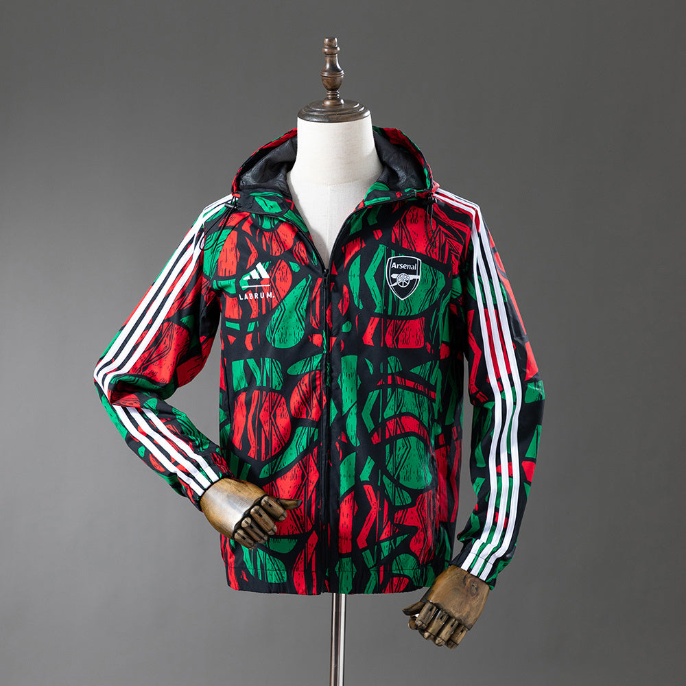 Arsenal Windbreaker 2025/26 Green Red Football Kit product image 1