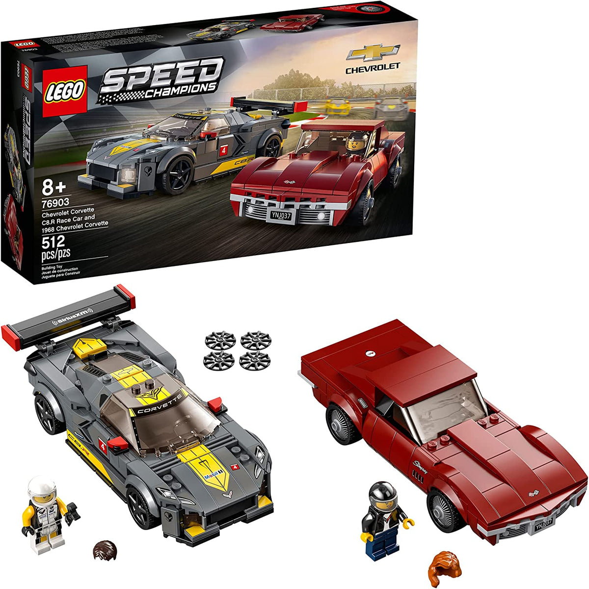 76903 Speed Champions Chevrolet Corvette C8.R Race Car and 1968 Chevrolet Corvette (Retired) (Certified Complete) product