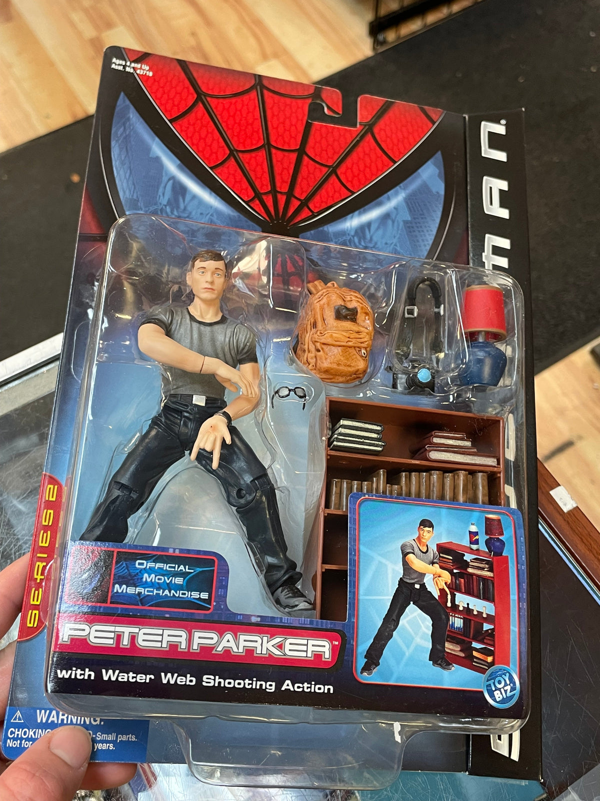 Peter Parker With Water Web Shooting Action Series 2 (Vintage Spider-Man, Toy Biz) SEALED product image 5, provided for