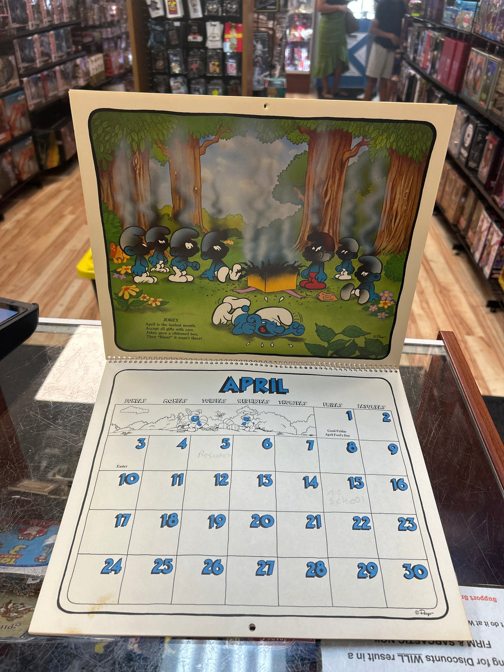16 Month Calender -1982/1983- (Vintage Smurfs, Schleich Peyo) product image 9, provided for visual reference and product
