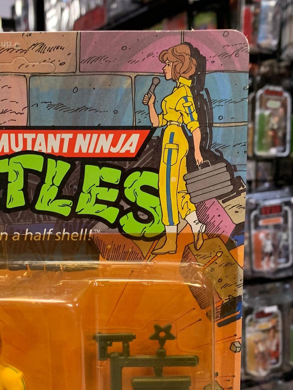 April O’Neil Blue 10 Back 0133 (Vintage TMNT Ninja Turtles, Playmates) Sealed product image 4, provided for visual reference