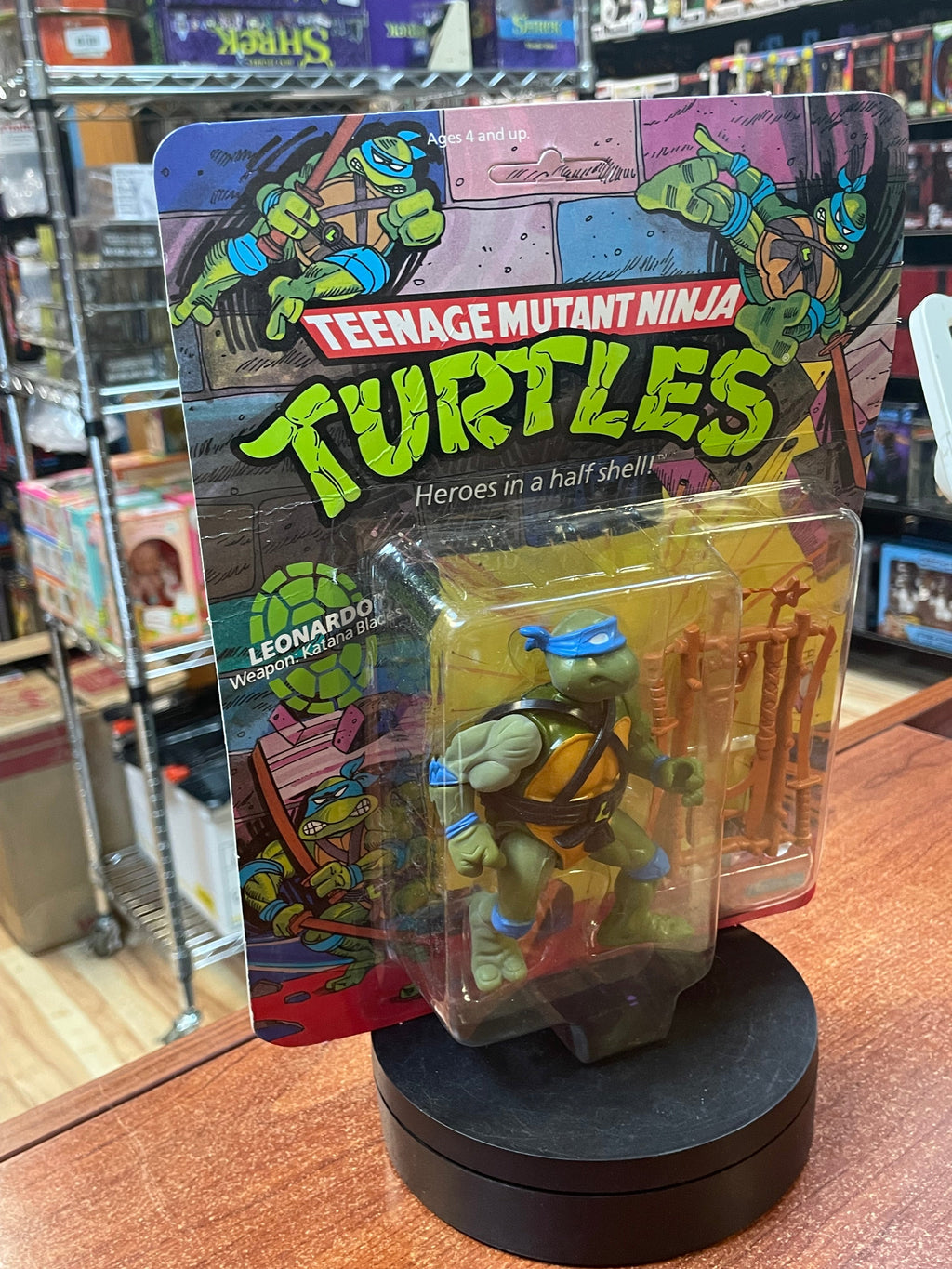 Hard Head Leonardo -10 Back- (Vintage TMNT Ninja Turtles, Playmates) **SEALED** product image 2, provided for visual