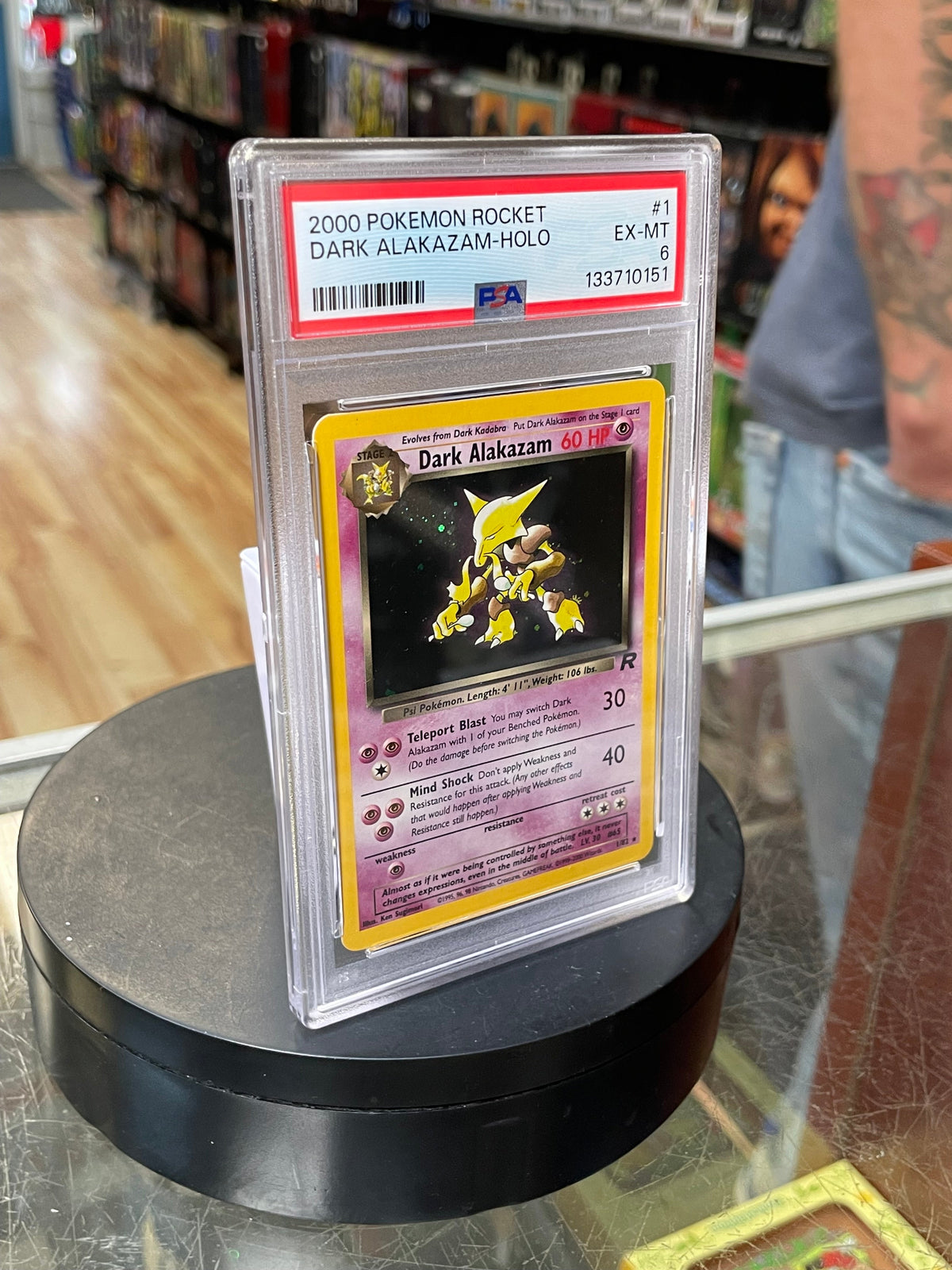 Dark Alakazam Holo Rockey 1/82 (Pokemon, Wizard) **PSA 6** product image 3, provided for visual reference and product detail
