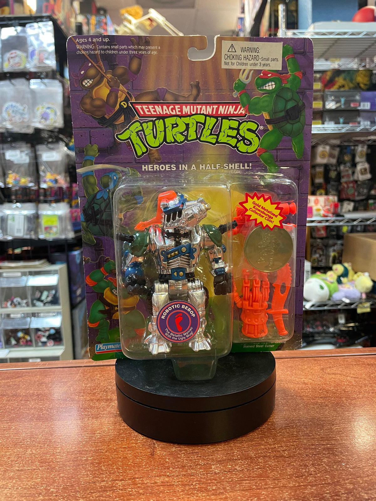 Robotoic Bebop with Collector Coin (Vintage TMNT Ninja Turtles, Playmates) **SEALED** product image 1, provided for visual