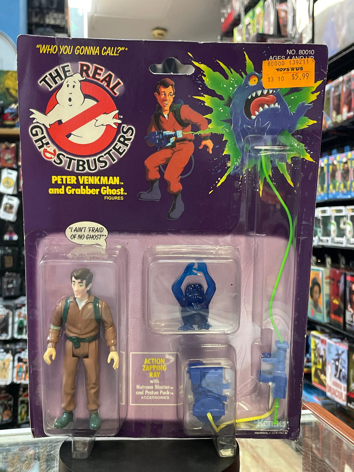 Peter Venkman with Grabber Ghost (Vintage Real Ghostbuster, Kenner) **SEALED** product image 1, provided for visual