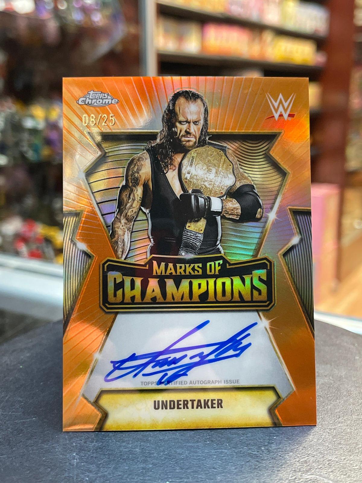 Undertaker Marks of Champions Auto -Orange Refractor 08/25- (WWE, Topps Chrome) product image 1, provided for visual
