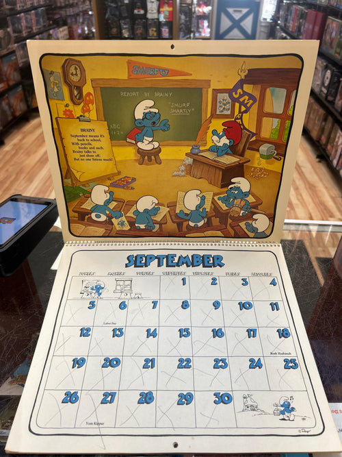 16 Month Calender -1982/1983- (Vintage Smurfs, Schleich Peyo) product image 2, provided for visual reference and product
