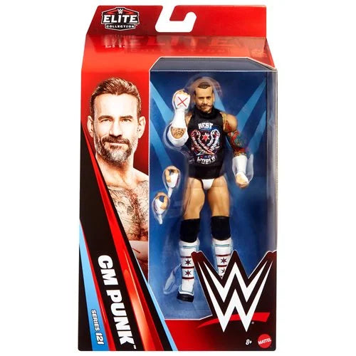 CM Punk (WWE Elite 121, Mattel) SEALED product image 1, provided for visual reference and product detail review