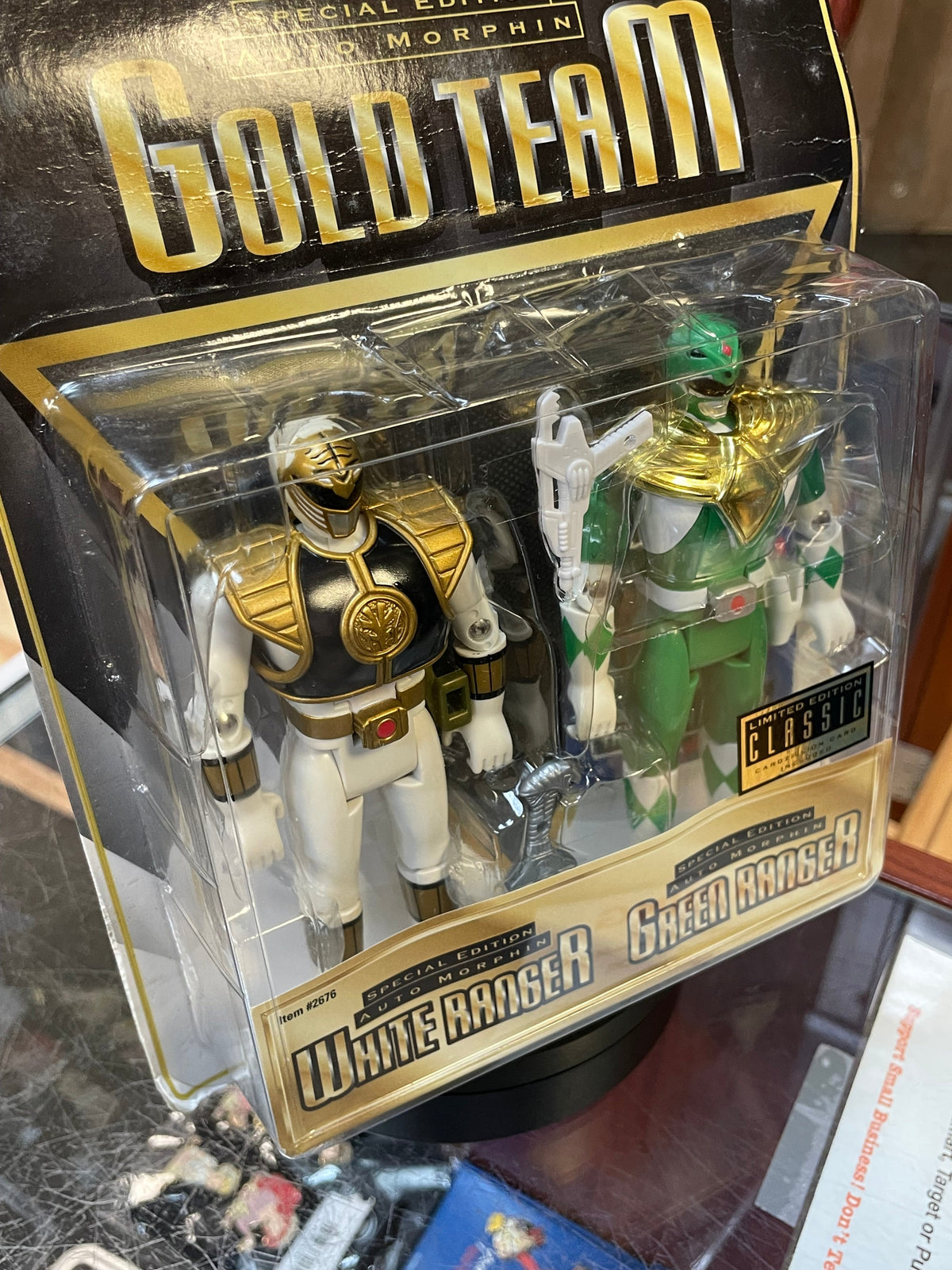 White & Green Ranger GOLD TEAM (Vintage MMPR Power Rangers, Bandai) **SEALED** product image 3, provided for visual