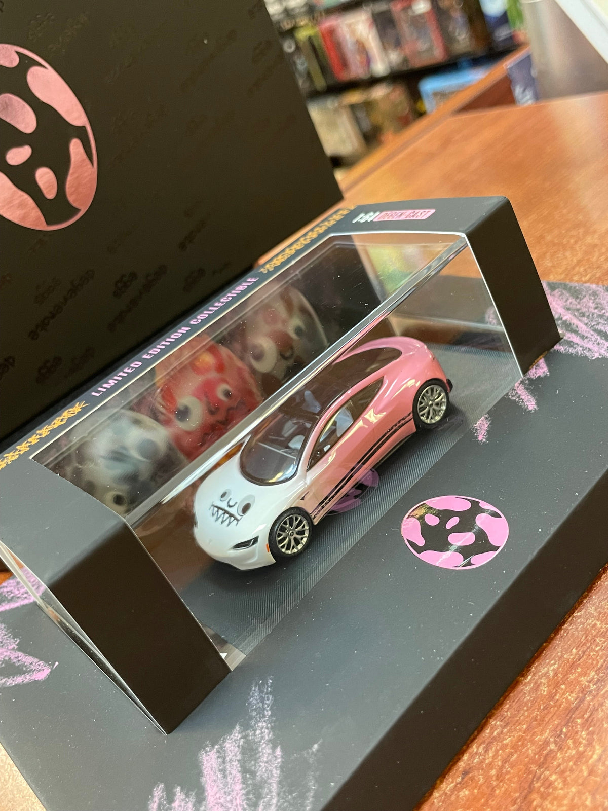 Degenerate Eggs Pink Tesla 1/64 (NVRLAND Collectibles, Diecast ) SEALED product image 3, provided for visual reference and