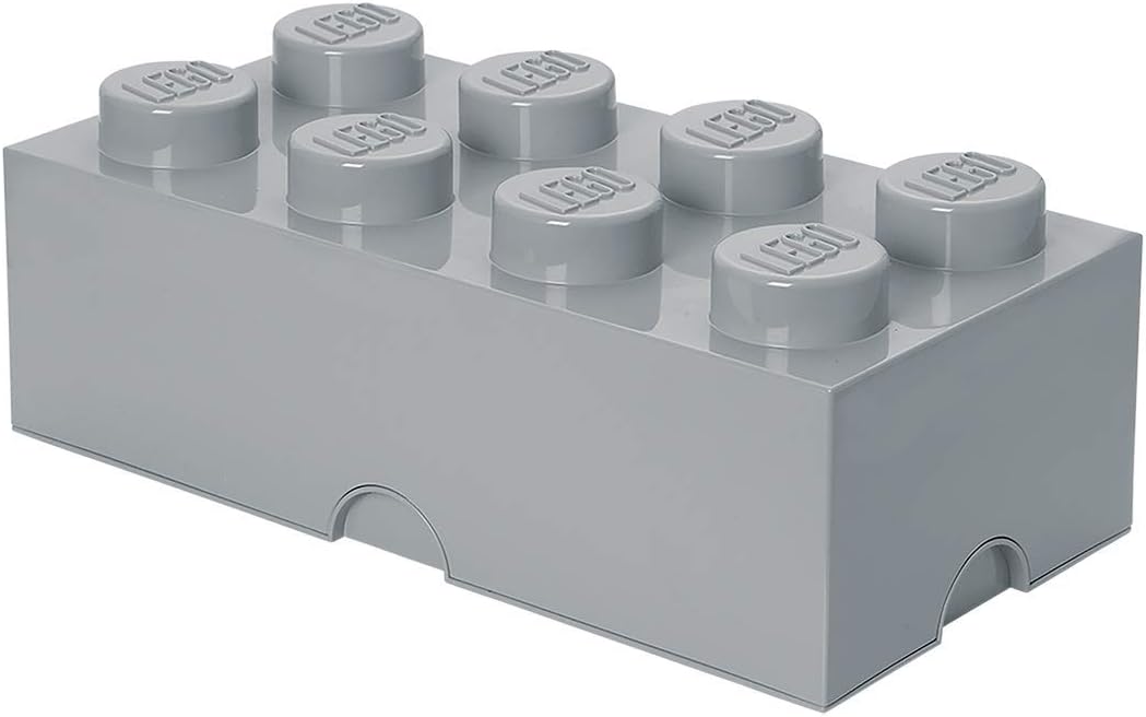 40040654 Brick 8 Knobs Large Stackable Storage Box Stone Gray product image 1, provided for visual reference and product