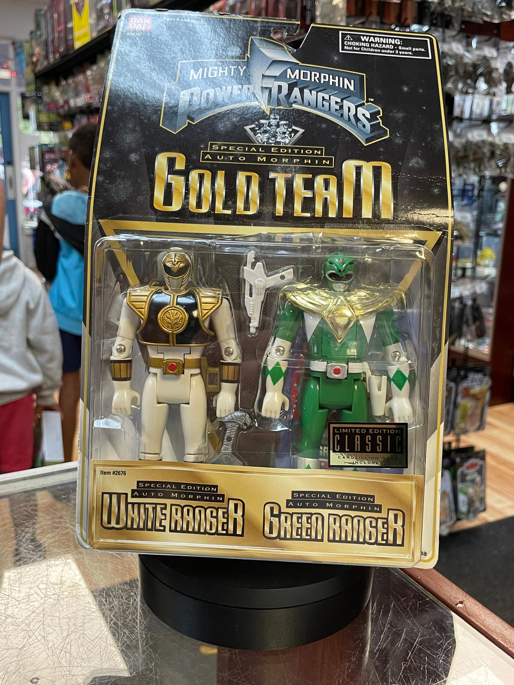 White & Green Ranger GOLD TEAM (Vintage MMPR Power Rangers, Bandai) **SEALED** product image 1, provided for visual