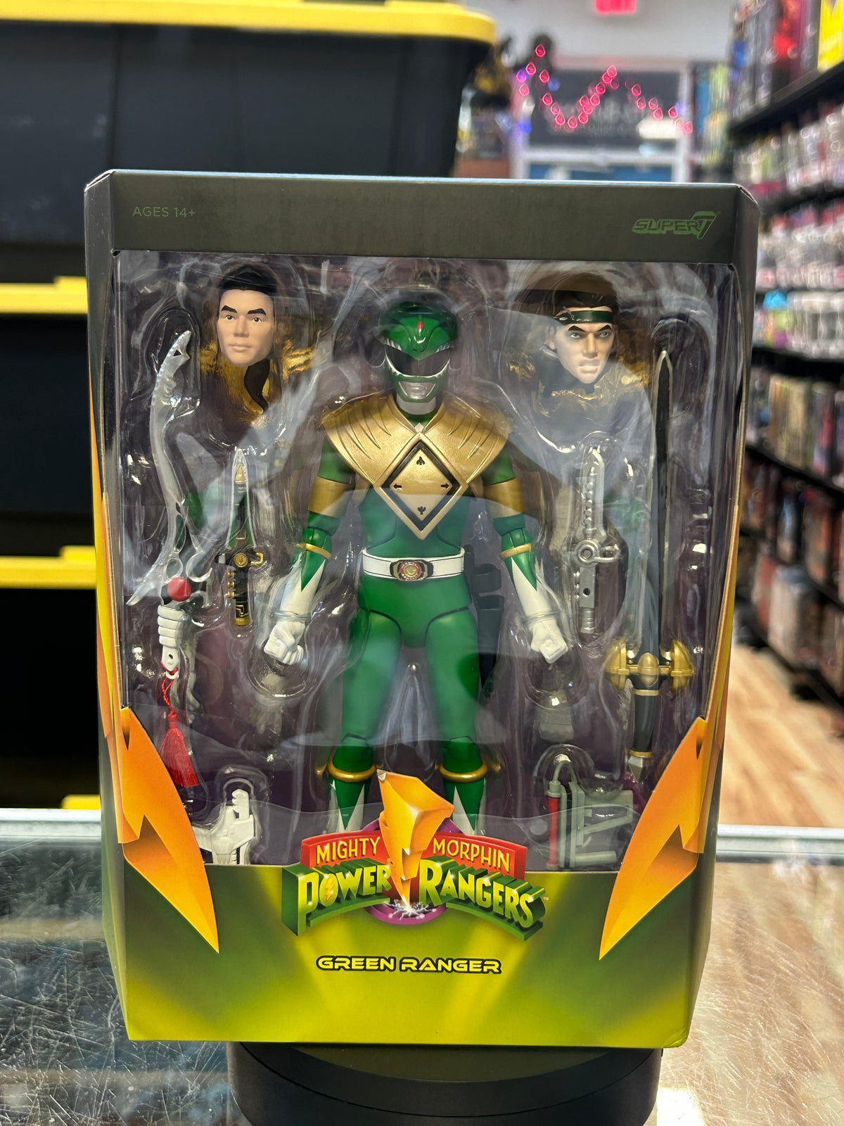 Green Ranger (Super7 Ultimates, MMPR Power Rangers) SEALED product image 1, provided for visual reference and product detail