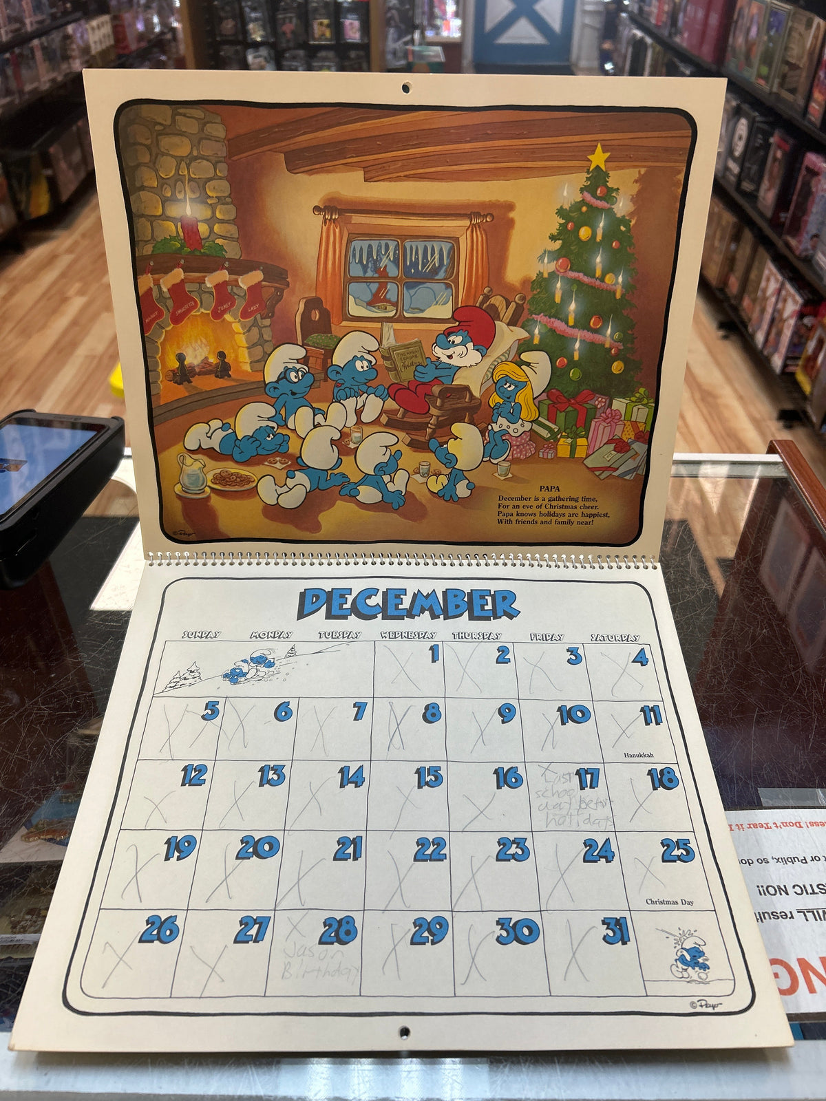 16 Month Calender -1982/1983- (Vintage Smurfs, Schleich Peyo) product image 5, provided for visual reference and product