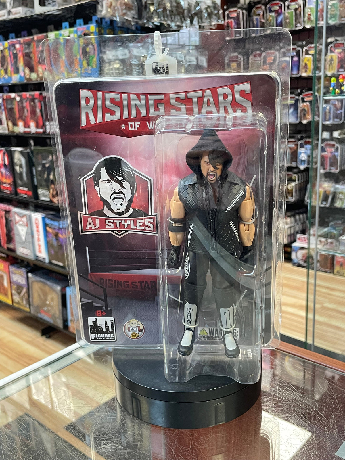 AJ Styles -Black- (Rising Stars of Wrestling, Figures Toy Company) **SEALED** product image 1, provided for visual reference