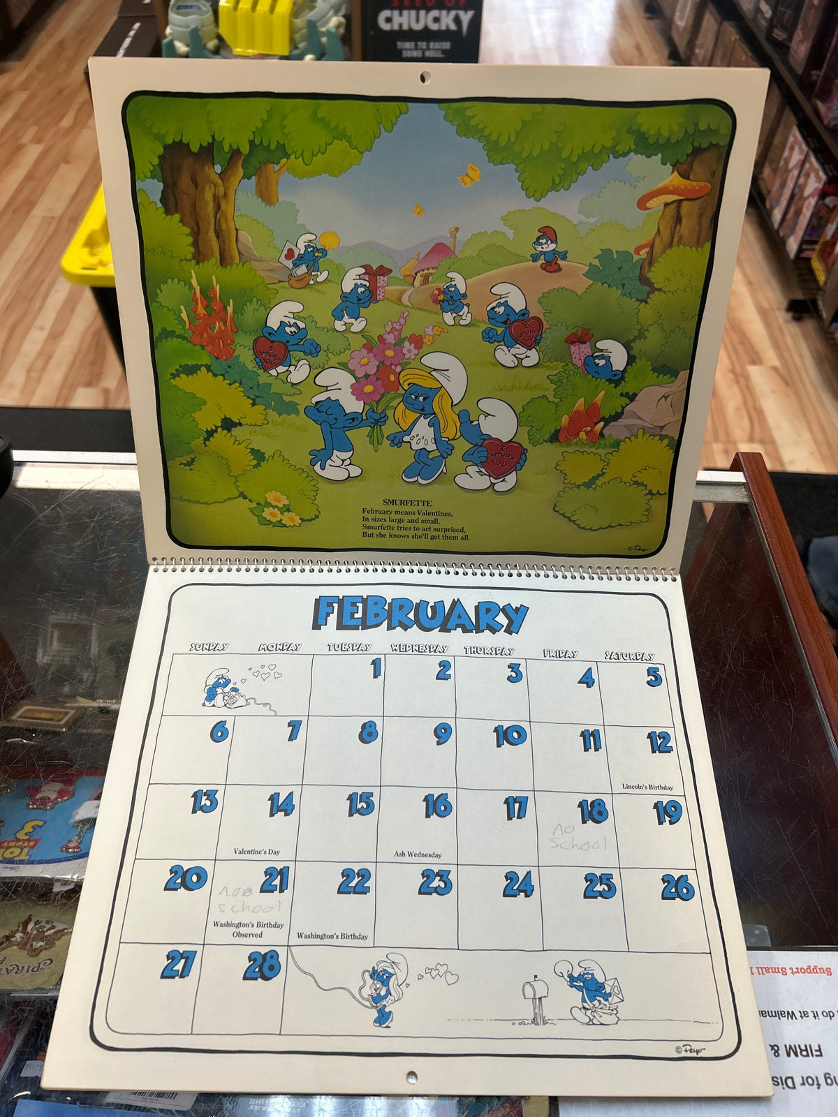 16 Month Calender -1982/1983- (Vintage Smurfs, Schleich Peyo) product image 7, provided for visual reference and product