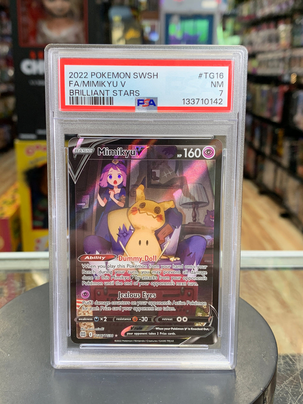 Mimikyu V Brilliant Stars TG16/TG30 (Pokemon, Wizard) **PSA 7** product image 1, provided for visual reference and product