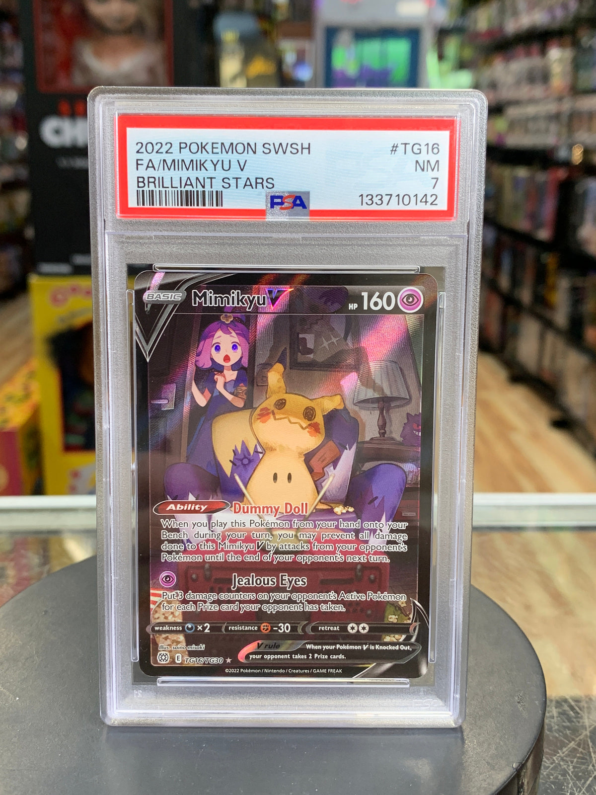 Mimikyu V Brilliant Stars TG16/TG30 (Pokemon, Wizard) **PSA 7** product image 1, provided for visual reference and product