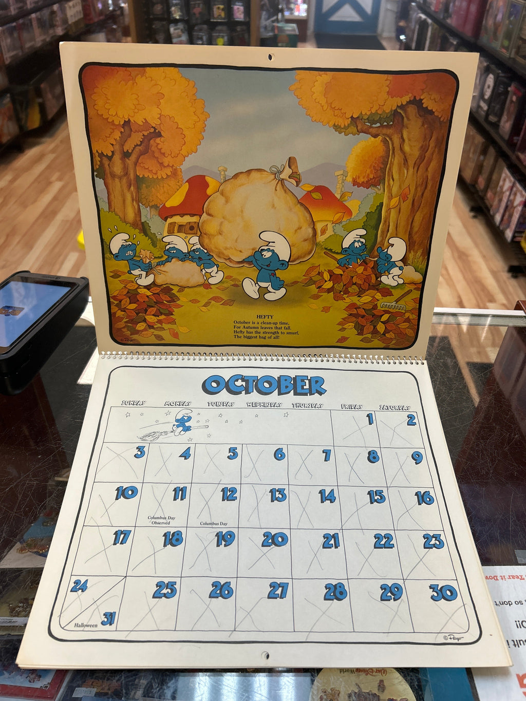 16 Month Calender -1982/1983- (Vintage Smurfs, Schleich Peyo) product image 3, provided for visual reference and product
