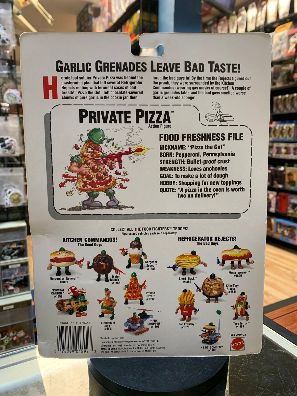 Private Pizza (Vintage Food Fighters, Mattel) SEALED product image 3, provided for visual reference and product detail review