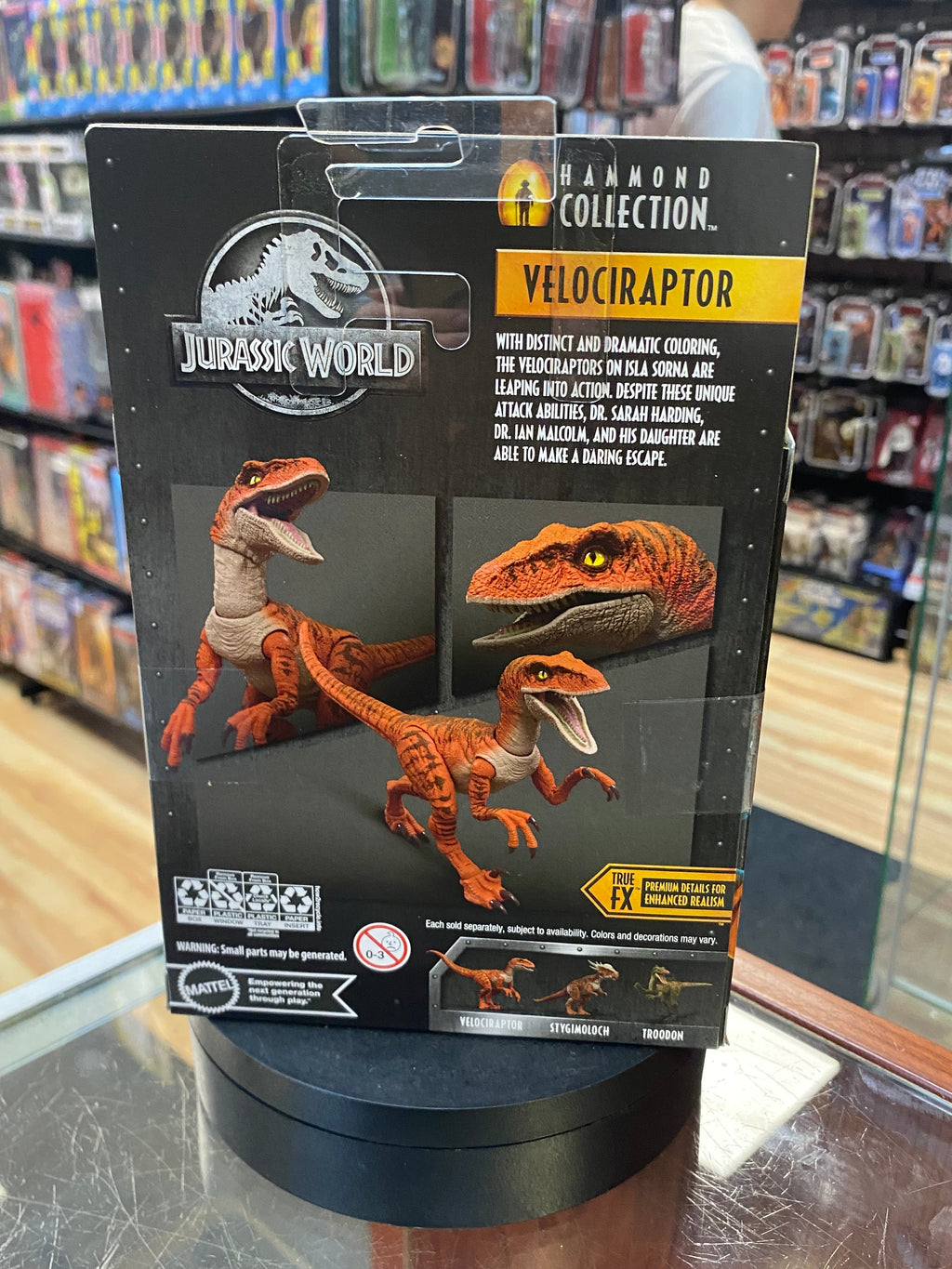 Orange Velociraptor (Jurassic Park Hammond Collection, Mattel) SEALED product image 3, provided for visual reference and
