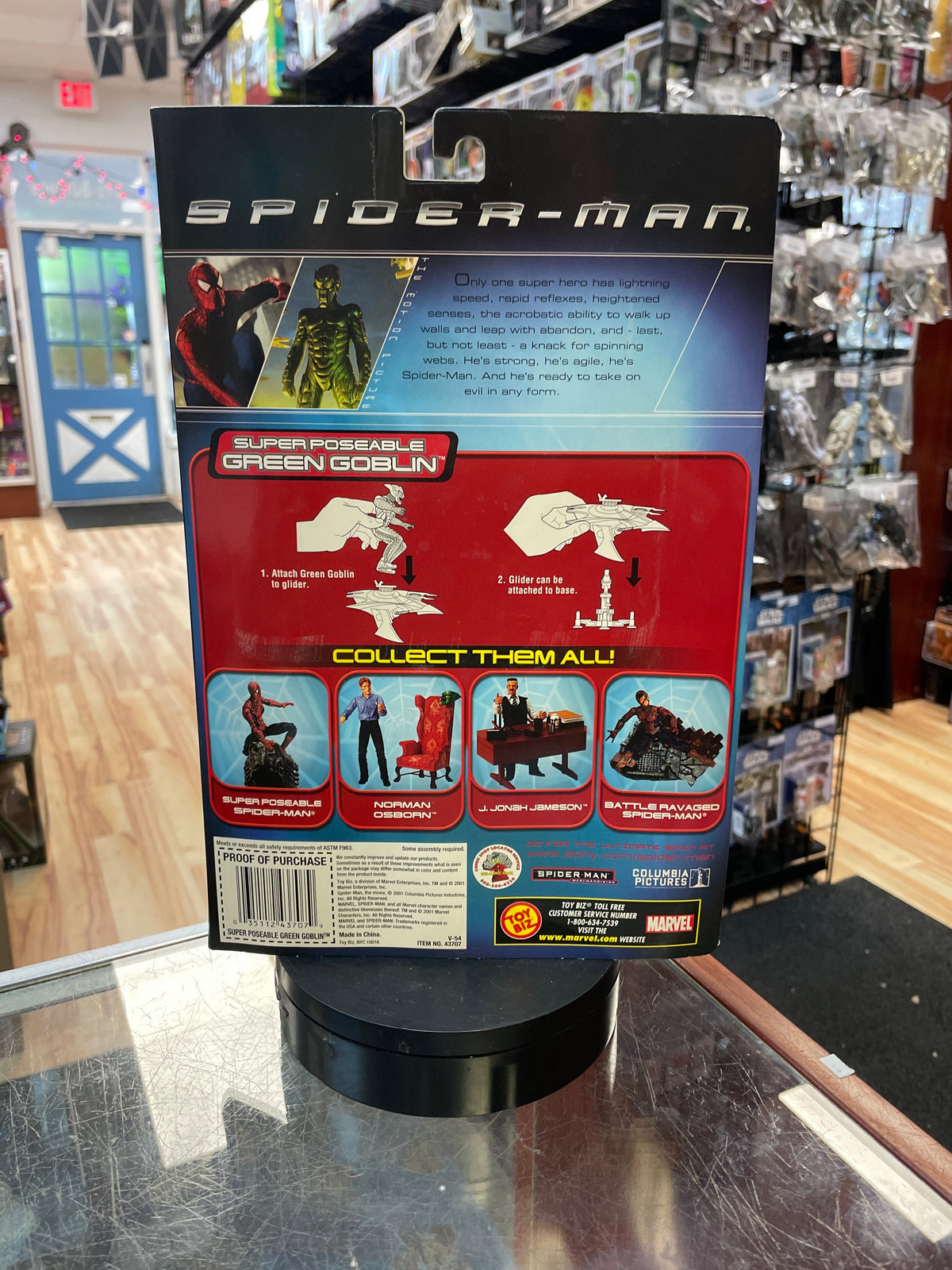Super Poseable Green Goblin With Glider & Base Series 1 (Vintage Spider-Man, Toy Biz) SEALED product image 2, provided for
