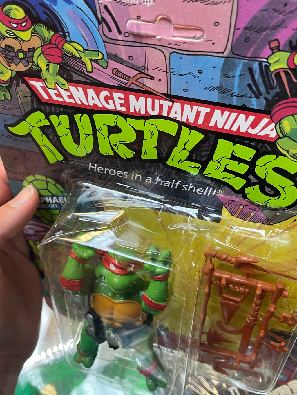 Hard Head Raphael -10 Back- (Vintage TMNT Ninja Turtles, Playmates) **SEALED** product image 6, provided for visual